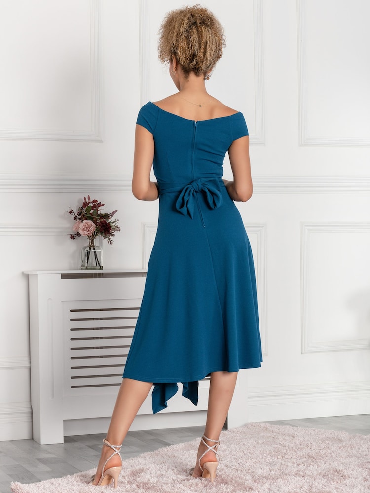 Jolie Moi Teal Blue Desiree Frill Fit & Flare Dress - Image 2 of 5 Jolie Moi Teal Blue Desiree Frill Fit & Flare Dress - Image 2 of 5