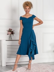 Petrolblau - Jolie Moi Desiree Ausgestelltes, gerüschtes Kleid - Bild 4 von 5