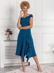 Petrolblau - Jolie Moi Desiree Ausgestelltes, gerüschtes Kleid - Bild 5 von 5