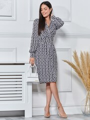Jolie Moi Black Print Long Sleeve Pegged Dress - Image 4 of 5