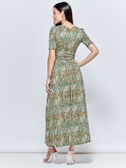 Jolie Moi Green Saniya Print Jersey Maxi Dress - Image 2 of 5