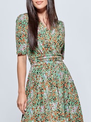 Jolie Moi Green Saniya Print Jersey Maxi Dress - Image 4 of 5