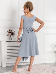 Gri - Rochie fit &Evazat cu volane Jolie Moi Desiree - Imaginea 2 din 5