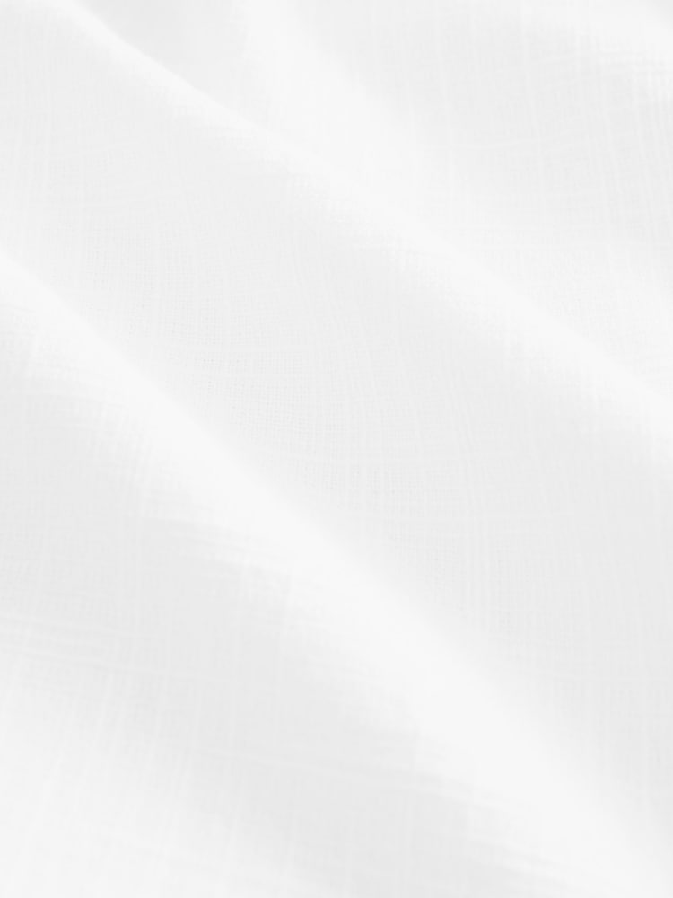 White Linen Blend Puff Sleeve Mini Dress - Image 6 of 6