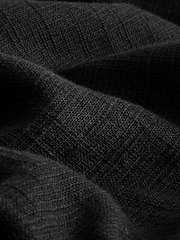 Black Linen Blend Puff Sleeve Mini Dress - Image 6 of 6
