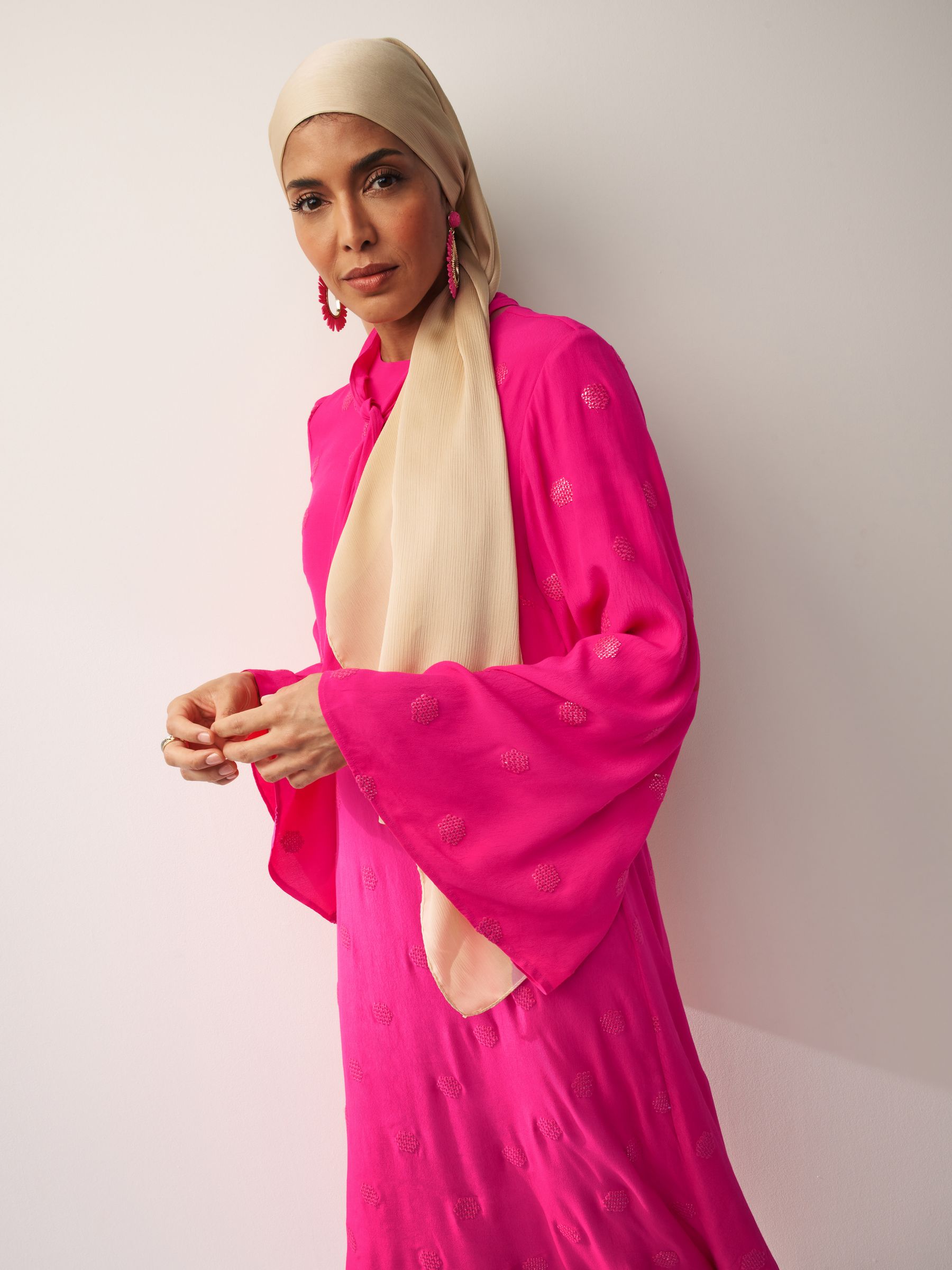 【LOULOUSEOUL】Sunday Floral Slim Dress (Scarf Set / Pink) Pink Floral Scarf Detail Ruched Maxi Dress | Dresses