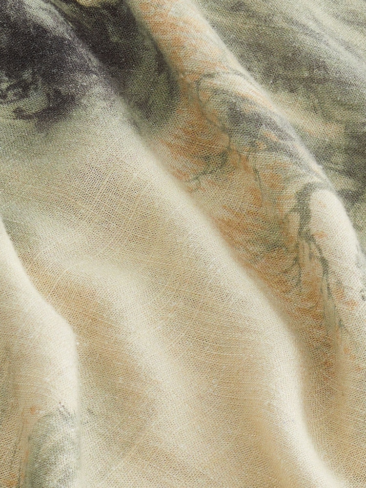 Brown Scenic Print Linen Blend V-Neck Midi Dress - Image 7 of 7