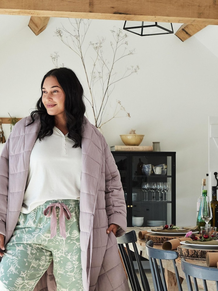 FatFace Purple Quilted Dressing Gown - Image 1 of 1