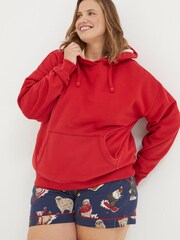 FatFace Red Izzy Borg Overhead Hoodie - Image 3 of 5