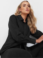 Long Tall Sally Black Fitted 100% Cotton Shirt - Image 4 of 4