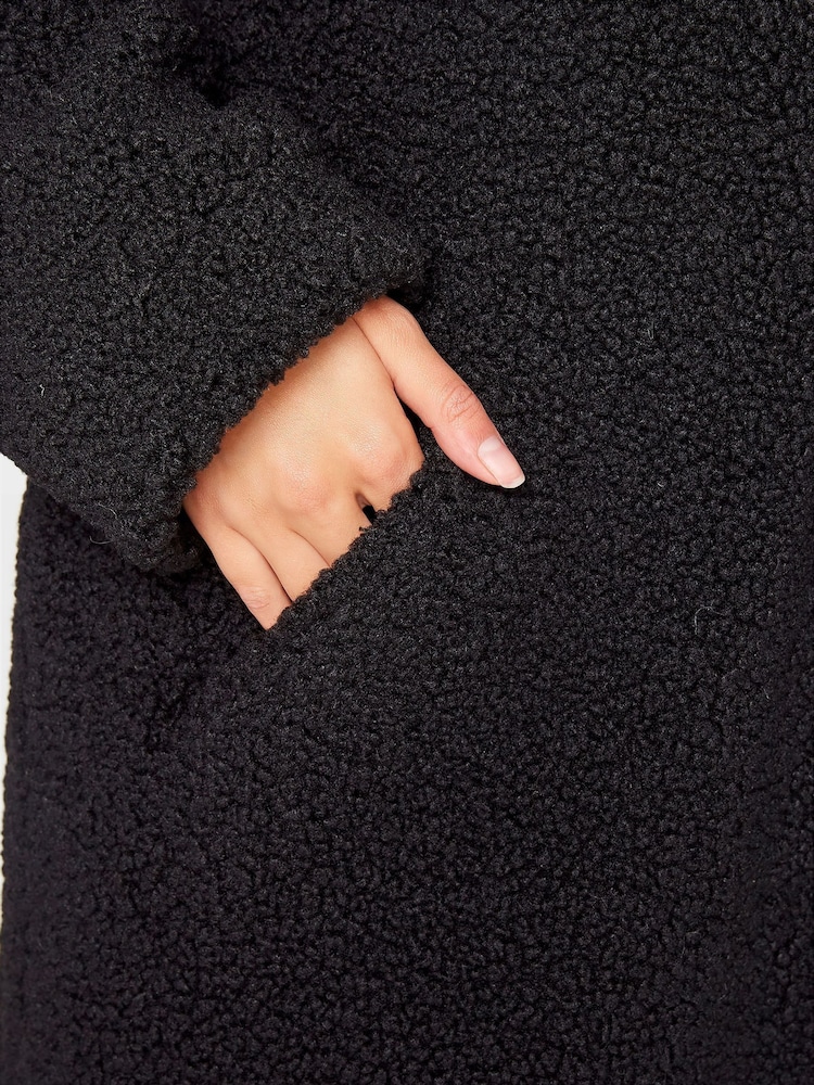 Long Tall Sally Black Maxi Teddy Coat - Image 5 of 5