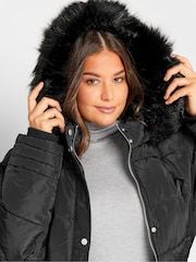 Long Tall Sally Black Midi Puffer Coat - Image 4 of 4
