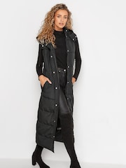Long Tall Sally Black Midaxi Puffer Gilet - Image 1 of 4
