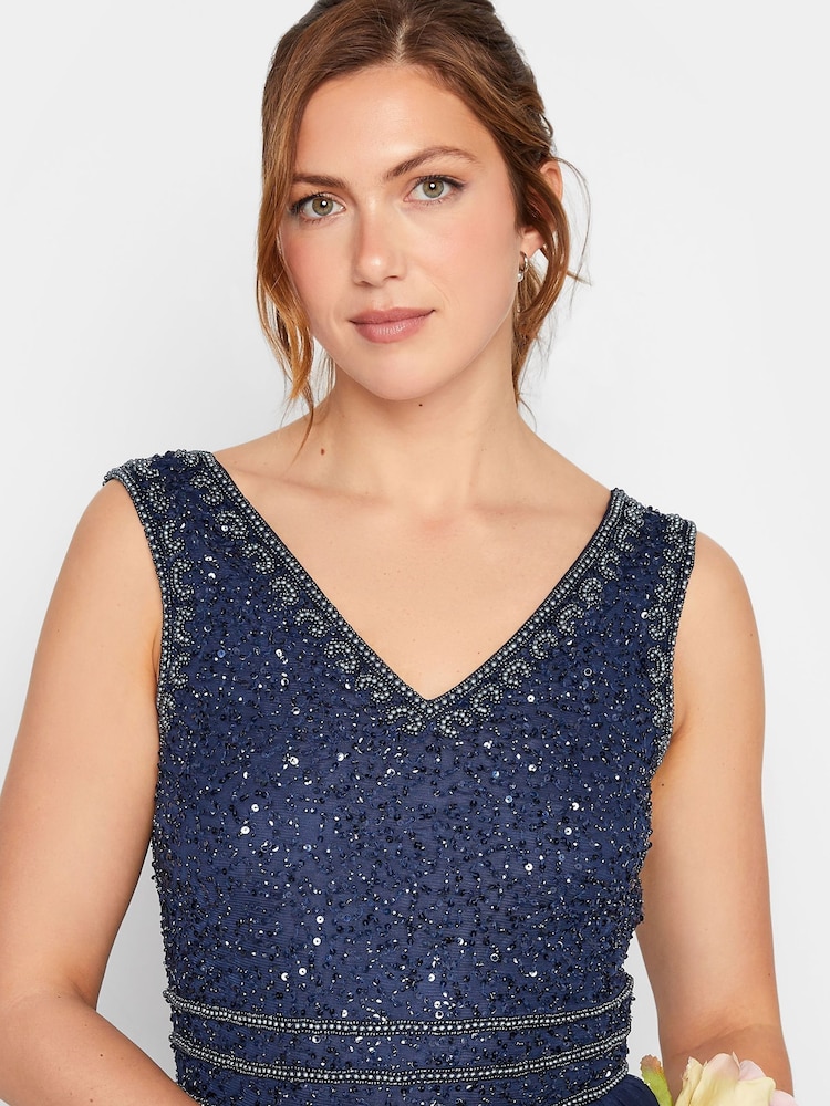 Long Tall Sally Blue V-Neck Beaded Maxi Dress - Image 4 of 4
