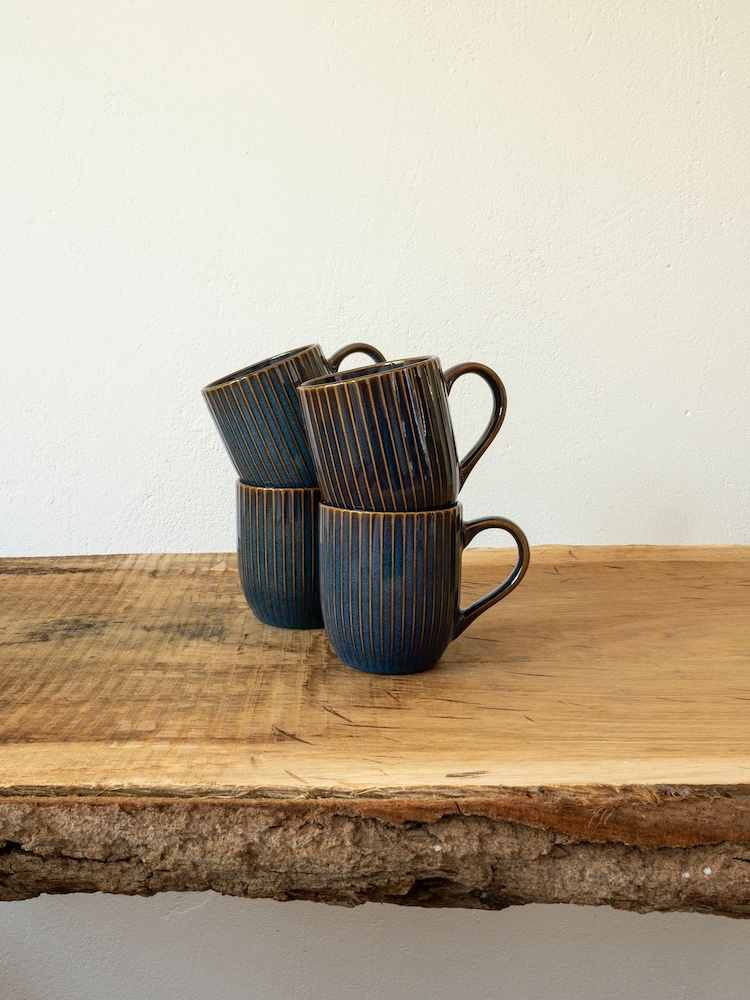 Dutch Rose Blue Sapphire Set of 4 Mini Mugs 26cl - Image 1 of 4