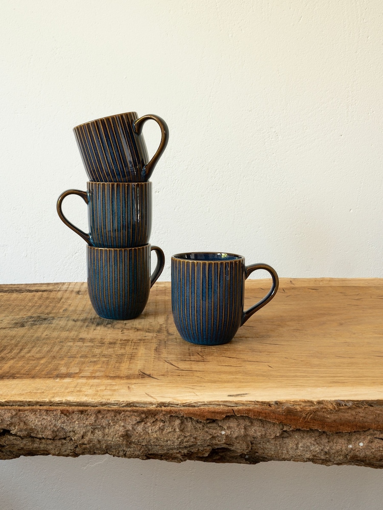 Dutch Rose Blue Sapphire Set of 4 Mini Mugs 26cl - Image 2 of 4