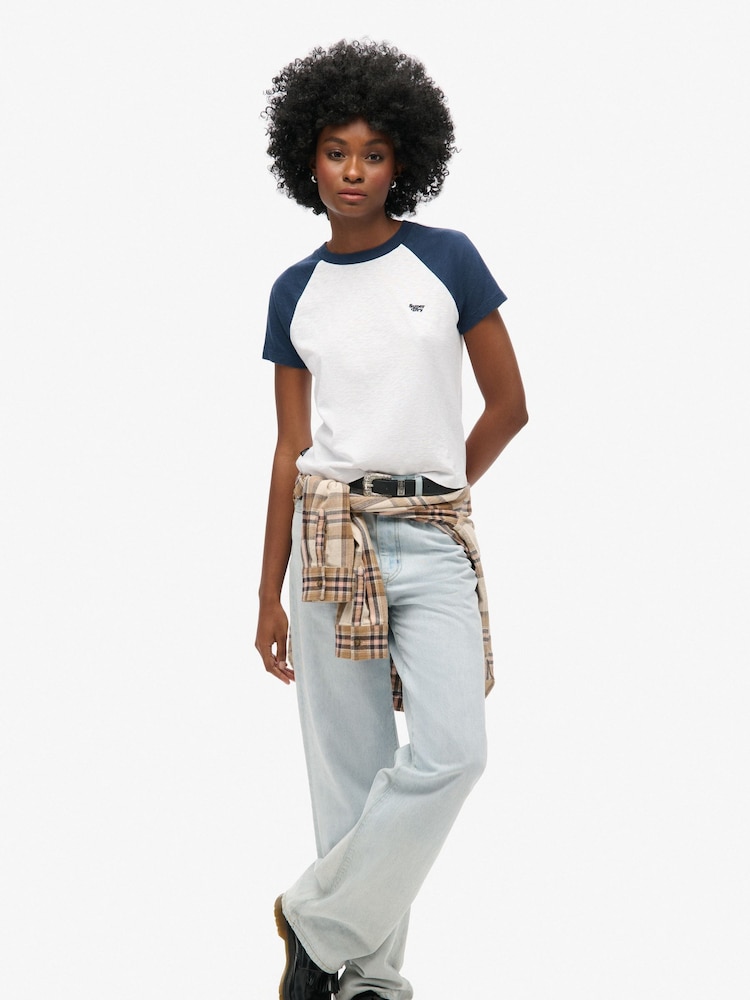 Superdry Blue 100% Cotton Essential Logo Retro T-Shirt - Image 2 of 10