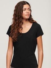 Superdry Studio Black Scoop Neck T-Shirt - Image 1 of 6