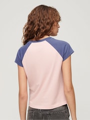 Superdry Pink Essential Logo Raglan T-Shirt - Image 2 of 6