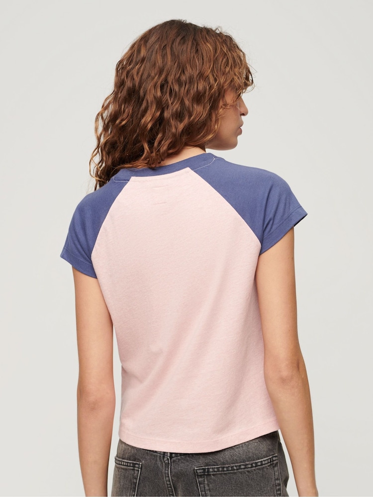Superdry Pink Essential Logo Raglan T-Shirt - Image 2 of 6