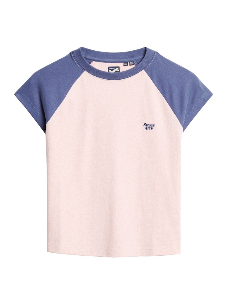 Superdry Pink Essential Logo Raglan T-Shirt - Image 4 of 6
