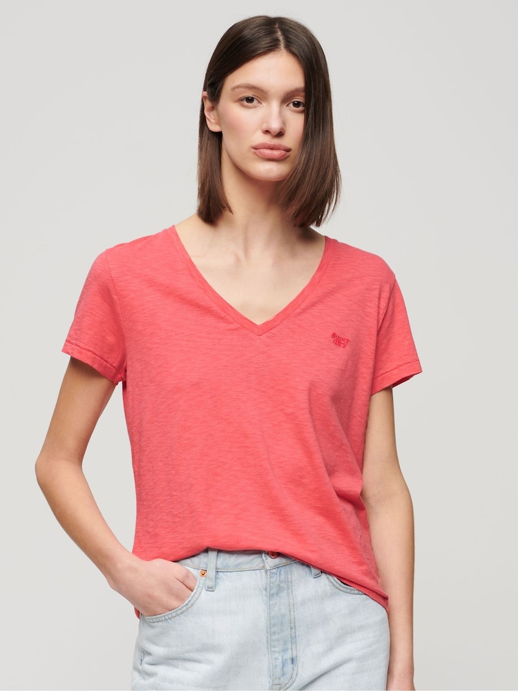 Coral rosa - Superdry Studios camiseta bordada con cuello en V - Imagen 1 de 10 Coral rosa - Superdry Studios camiseta bordada con cuello en V - Imagen 1 de 10