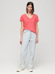Coral rosa - Superdry Studios camiseta bordada con cuello en V - Imagen 3 de 10