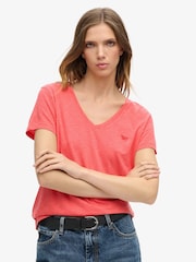 Coral rosa - Superdry Studios camiseta bordada con cuello en V - Imagen 5 de 10