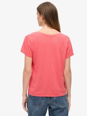 Coral rosa - Superdry Studios camiseta bordada con cuello en V - Imagen 6 de 10