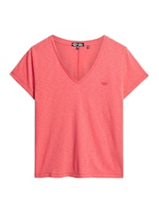 Coral rosa - Superdry Studios camiseta bordada con cuello en V - Imagen 8 de 10