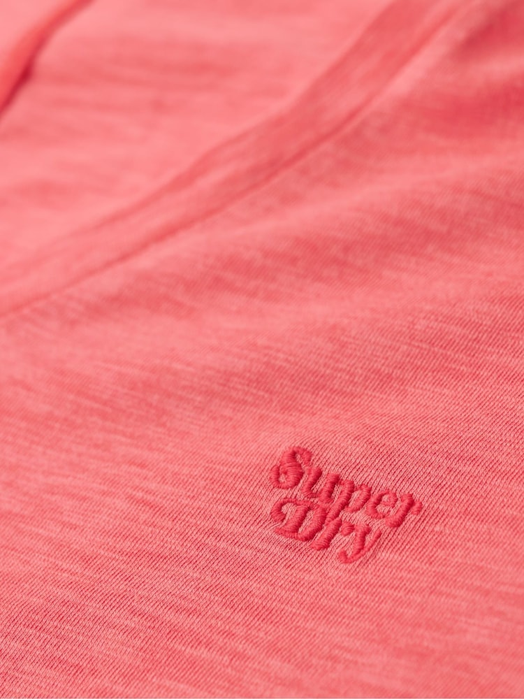 Superdry Coral Pink Studios Embroidered V-Neck T-Shirt - Image 9 of 10