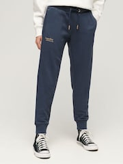 Superdry Blue Essential Logo 100% Cotton Joggers - Image 1 of 6