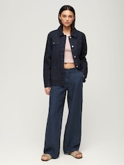 Superdry Blue Linen Low Rise Trousers - Image 3 of 7