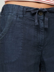 Superdry Blue Linen Low Rise Trousers - Image 4 of 7
