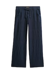 Superdry Blue Linen Low Rise Trousers - Image 5 of 7