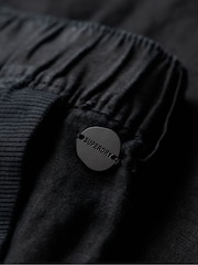 Superdry Black 100% Cotton Linen Low Rise Trousers - Image 4 of 4