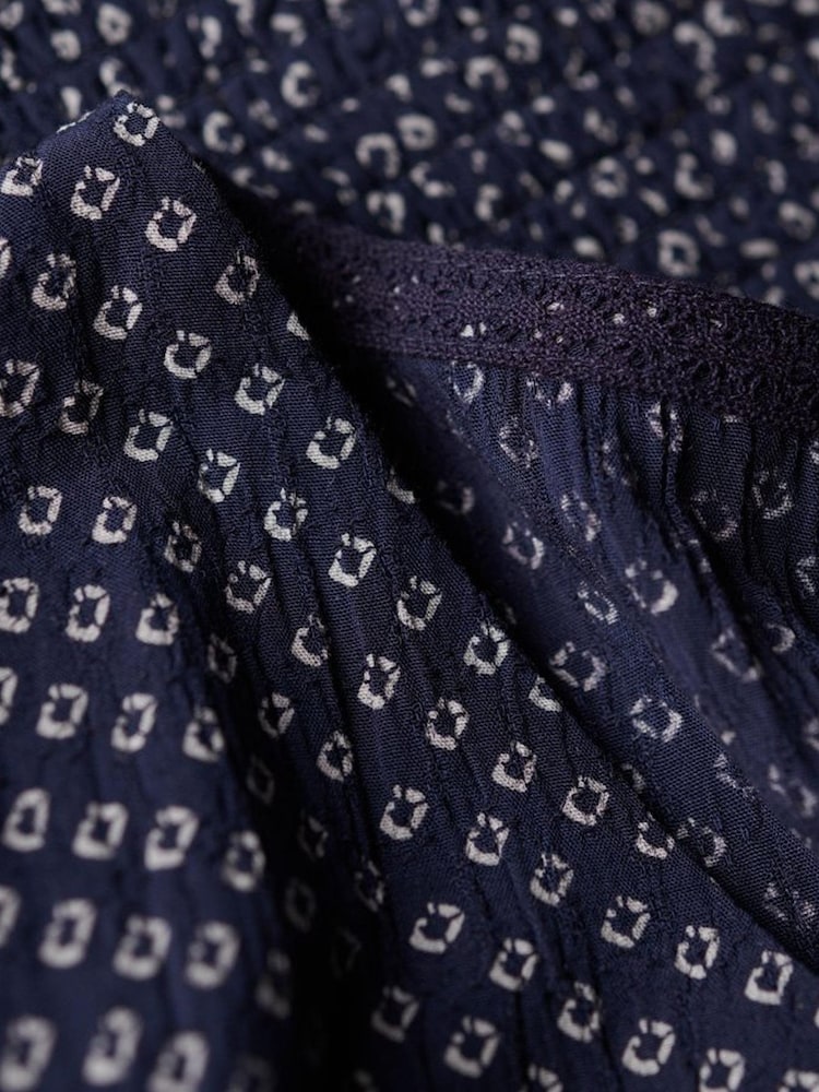 Superdry Blue Long Sleeved Crop Woven Top - Image 10 of 10
