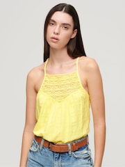 Superdry Yellow Lace 100% Cotton Cami Beach Top - Image 1 of 3