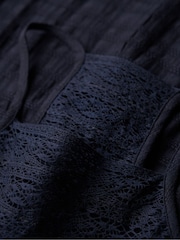 Superdry Blue 100% Cotton Lace Cami Beach Top - Image 5 of 5