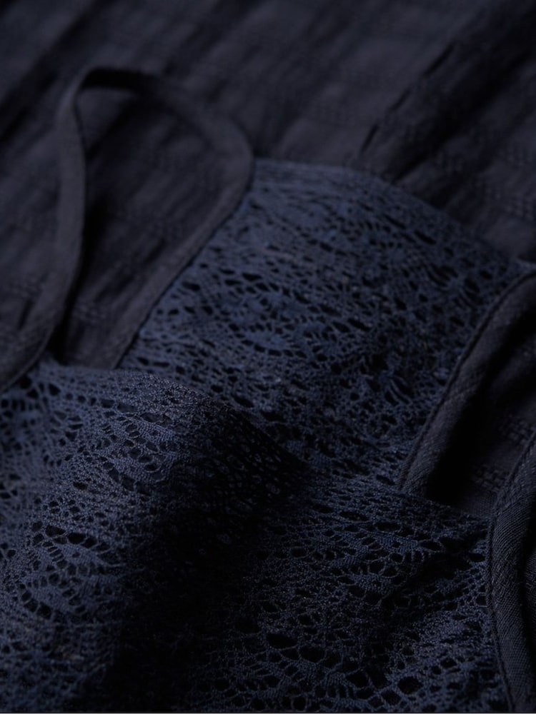 Superdry Blue 100% Cotton Lace Cami Beach Top - Image 5 of 5