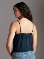 Superdry Blue Ibiza Sheer Lace 100% Cotton Cami Top - Image 2 of 5