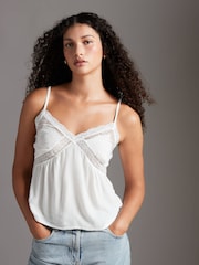 Weiß - Superdry Ibiza Trägertop mit transparenter Spitze aus 100 % Baumwolle - Bild 1 von 5