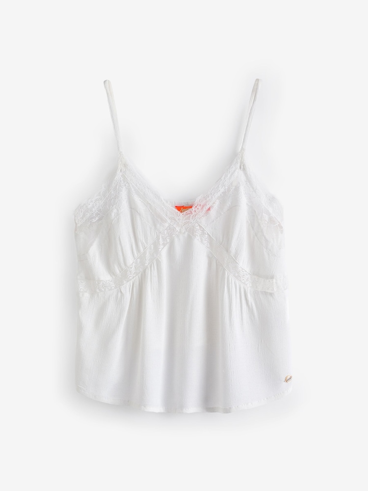 Weiß - Superdry Ibiza Trägertop mit transparenter Spitze aus 100 % Baumwolle - Bild 5 von 5
