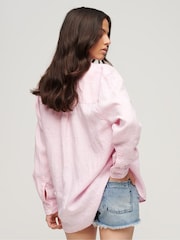Superdry Pink Boyfriend Casual 100% Linen Shirt - Image 2 of 6