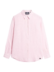 Superdry Pink Boyfriend Casual 100% Linen Shirt - Image 4 of 6