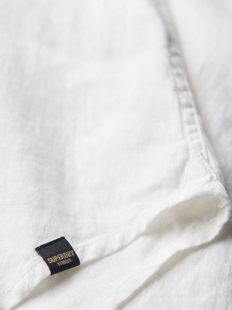 Superdry White Casual Linen Boyfriend Shirt - Image 6 of 6