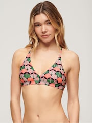 Superdry Orange Geo Cross Back Triangle Bikini Top - Image 1 of 5
