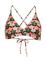 Superdry Orange Geo Cross Back Triangle Bikini Top - Image 5 of 5