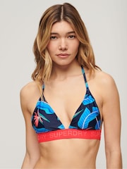 Superdry Blue Logo Triangle Bikini Top - Image 1 of 5