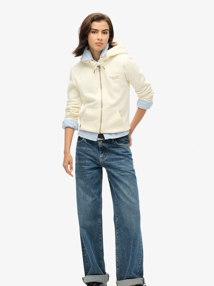 Off White - Superdry s kapuco, zadrgo in logotipom Superdry Essential - Slika 2 iz 4 Off White - Superdry s kapuco, zadrgo in logotipom Superdry Essential - Slika 2 iz 4